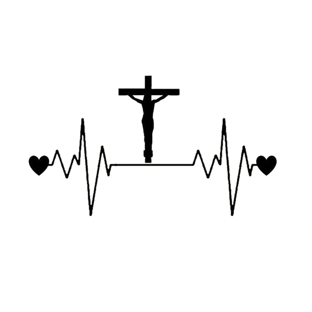 

20cm*11cm Jesus Cross Heartbeat Lifeline Fashion Applique Car Window Decoration Personality Pvc Waterproof Applique