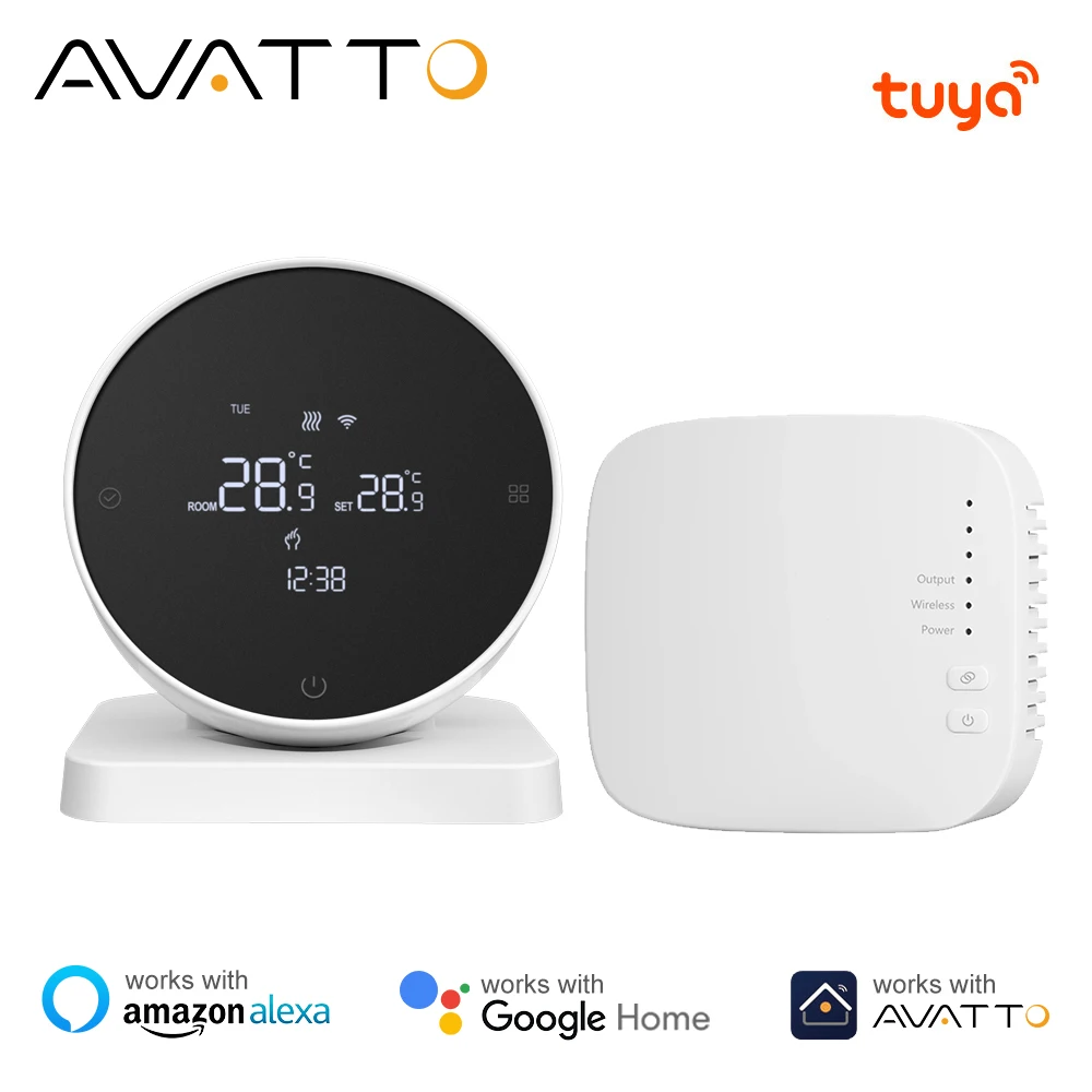 AVATTO Tuya WiFi Smart Thermostat，RF Wireless Receiver Temperature Controller ，For Water Gas Boiler Support Alexa Google Home