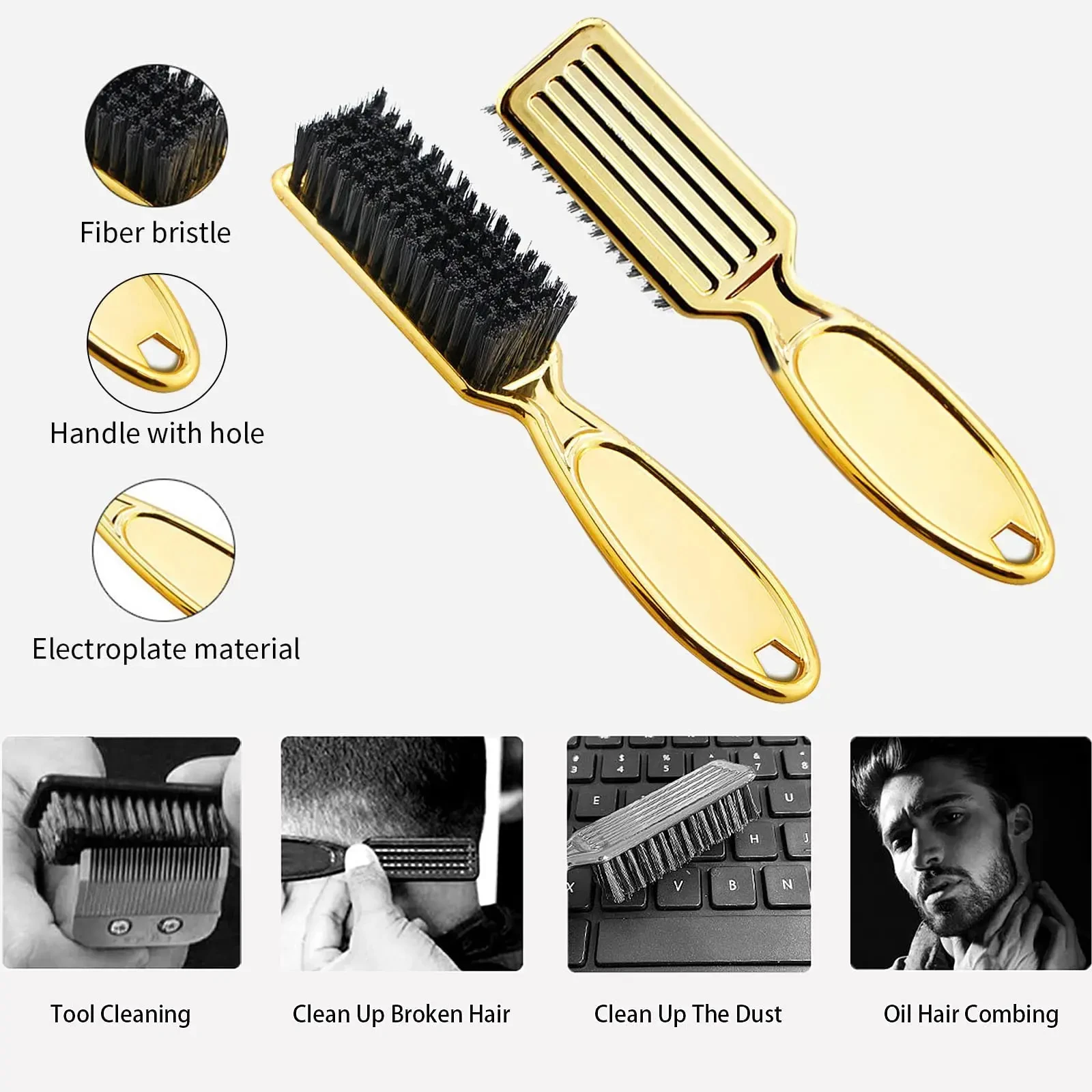 Juego de cepillos de peluquero profesional, cepillos de limpieza de peluquero, de cuello plumero, cepillo de limpieza de cortapelos, suministros de estilismo para barbería