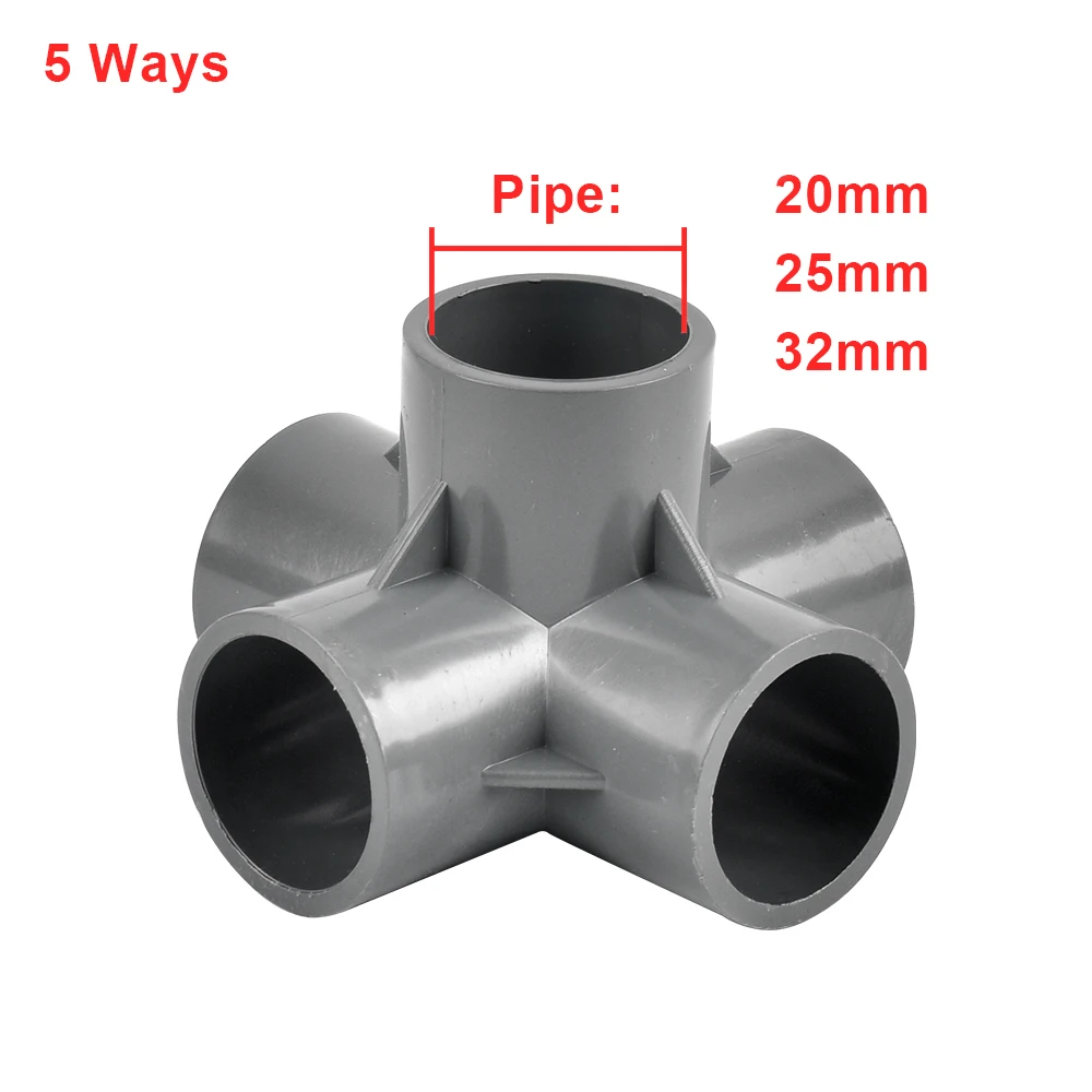 Binnendiameter 20/25/32mm 3-weg/4-weg/5-weg driedimensionale PVC-connector Watervoorziening Buisleidingen Gelijke connectoren