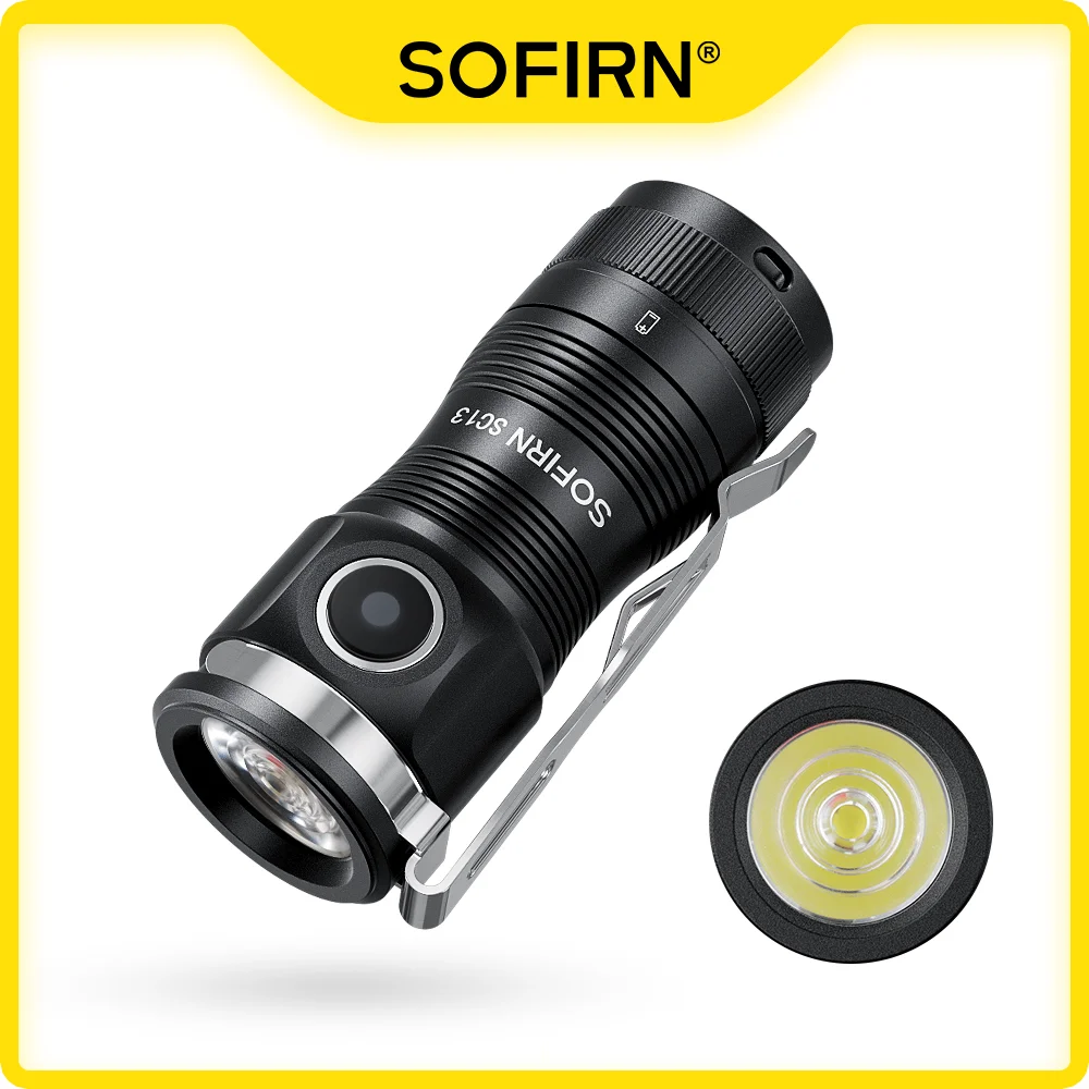 Sofirn-SC13 SST40 LED 1300lm Mini Tactical 18350 Flashlight 6000K Keychain Emergency Torch