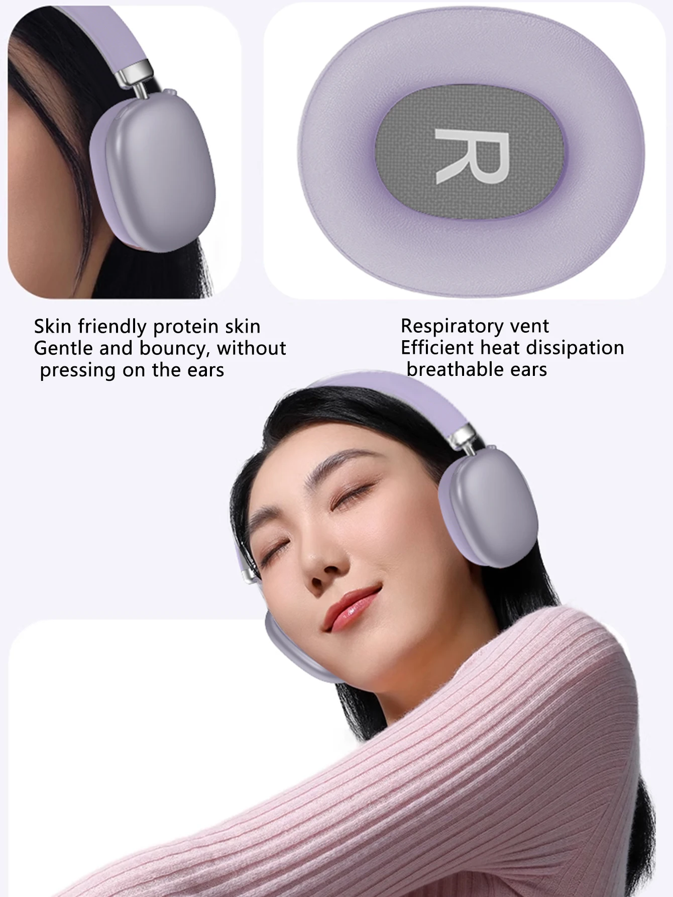 سماعة بلوتوث لاسلكية مع عصابة رأس، تحكم بزر، مناسبة للموسيقى والألعاب، تنطبق على سيناريوهات مختلفة #6