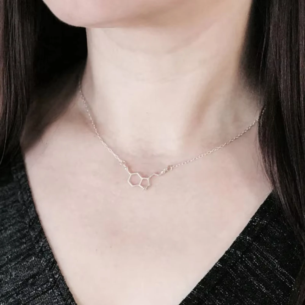 Fashion Dopamine Molecule Necklaces Chemical Formula Chemistry Molecule Necklace Couple Girlfriend Graduation Gift