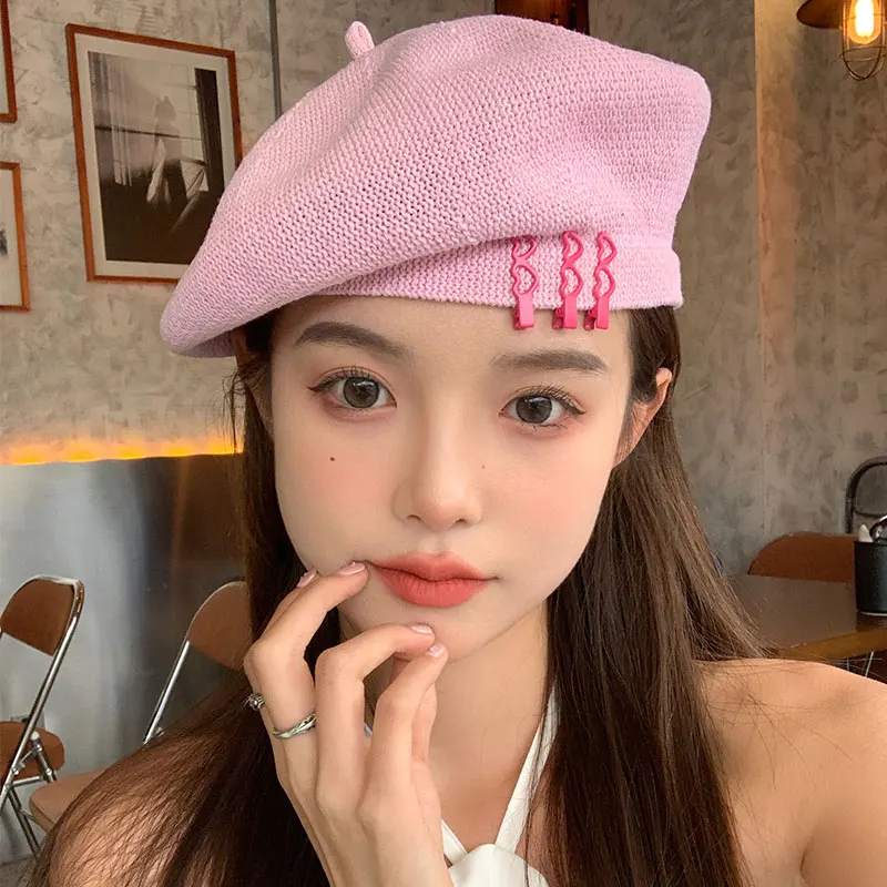 Japanese Mori Berets for Women 2023 New Spring and Summer Travel Breathable Visor Pink Caps Niche Designer Painter Beret Hats