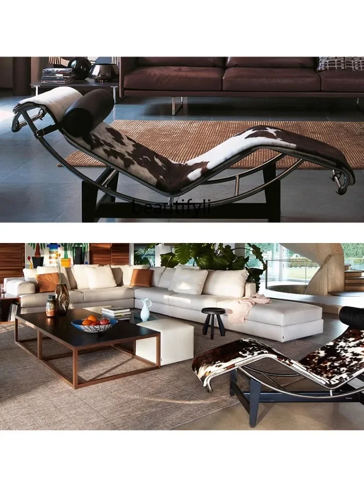 sscn8617 كرسي إيطالي بسيط من جلد البقر الطبيعي مصمم إيطالي مريح كرسي الاستجمام أثاث غرفة المعيشة #2