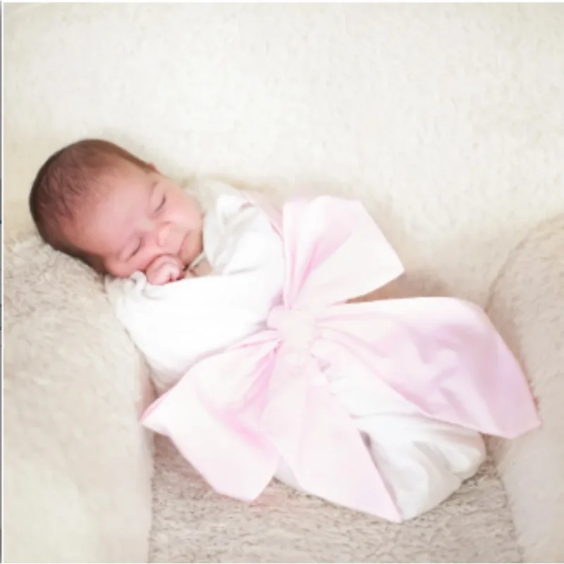 وشاح قماط لحديثي الولادة مع فيونكة قطنية ناعمة - حزام مزخرف لتصوير الأطفال - صور الأمومة، وشاح قوس الأمومة الرائع