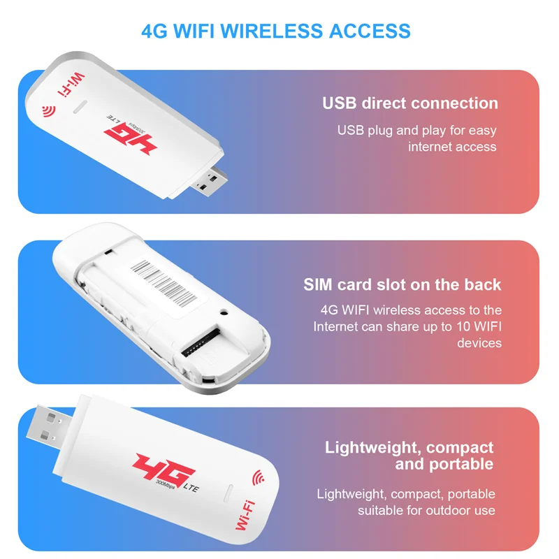 T23C Entsperrter 4G-Router LTE WIFI Wireless USB Dongle Breitbandmodem 150 Mbit/s Tragbarer Auto-WLAN-Router Hotspot