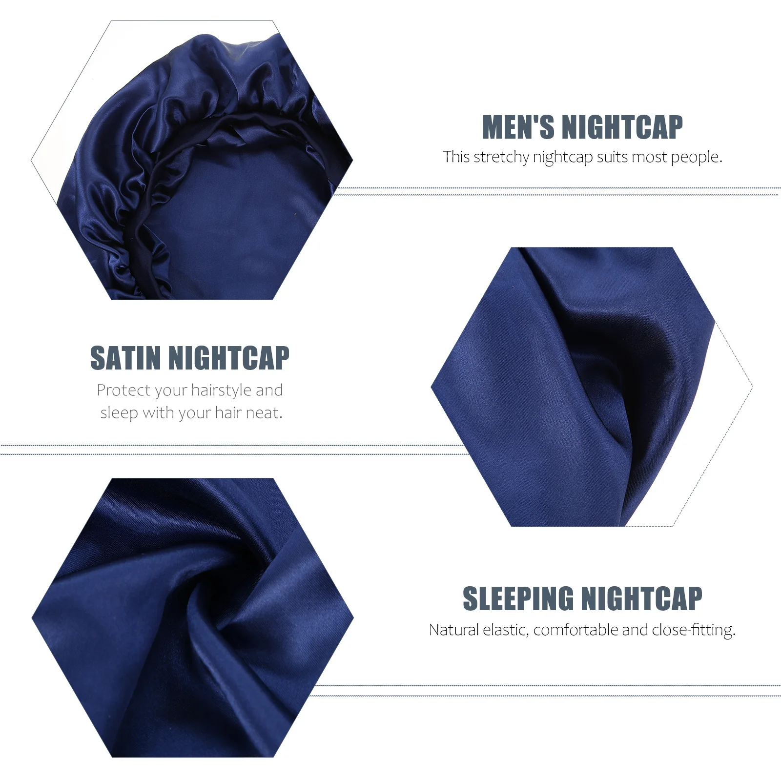

1 Piece Satin Sleeping Hat for Women Men Elastic Brim Hair Care Bonnet Big Size for Long Curly Hair Reusable Beauty