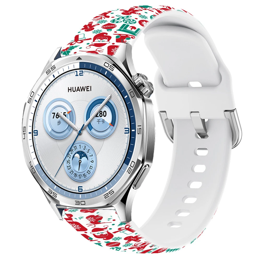 Christmas Silicone Strap for Huawei Watch 4 Pro/GT5 4/GT5 Pro 46mm Bracelet Watchband for 20mm 22mm Samsung Watch 3 4 5 6 7 Belt