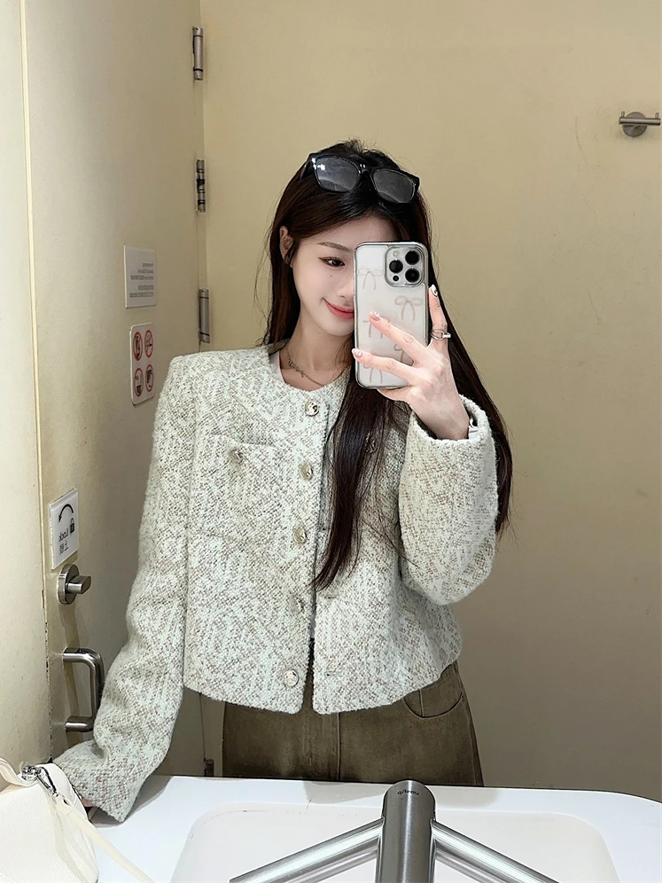 

Твидовый жакет коричневый женский летний дышащий легкий приталенный для отдыха, спорта, тренировок, фитнеса, бега