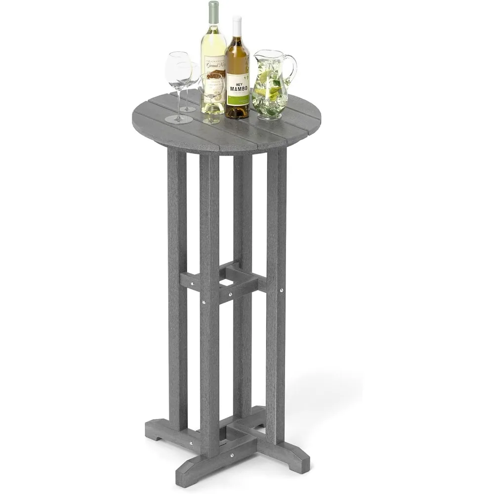 طاولة بار مستديرة Tangkula 21.5، طاولة طعام بارتفاع شريط HDPE للفناء مع سطح طاولة مائل، طاولة بيسترو عالية الجودة في الهواء الطلق لجميع الأحوال الجوية #1