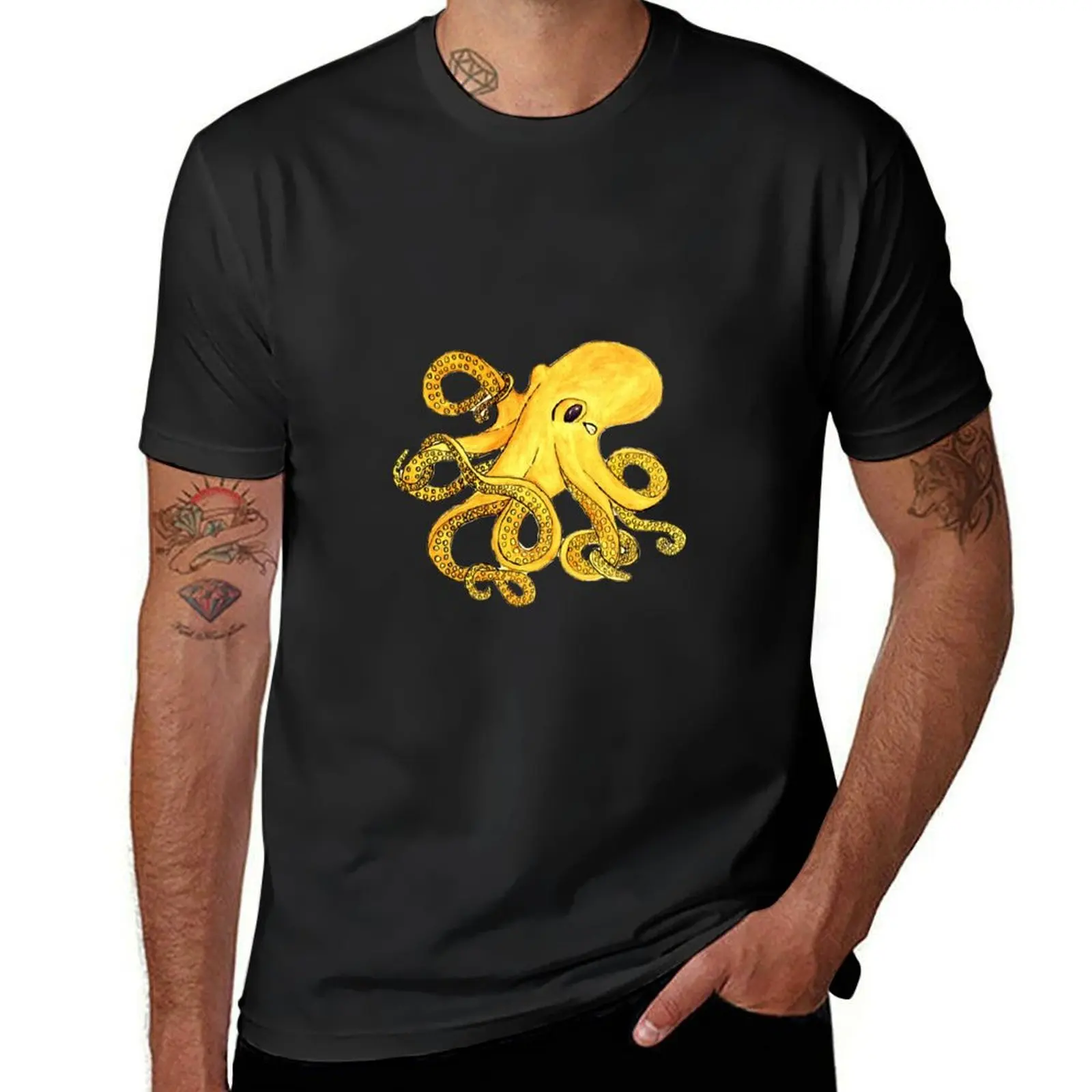 Watercolor Octopus T-Shirt oversizeds sublime tops vintage heavy weight t shirts for men