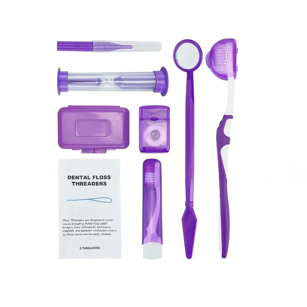 8PCS/Set Dental Orthodontic Care Kit Orthodontic Wax Toothbrush Floss Dental Clinic Gift