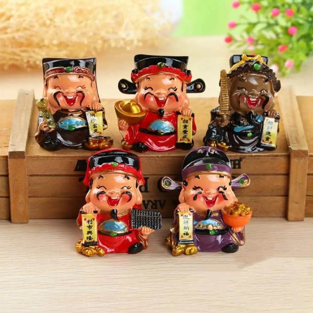 

Chinese Five God of Wealth Ornament Home Decoration Lucky Good Fortune Gifts Office Living Room Car Deity Statue Resin Crafts