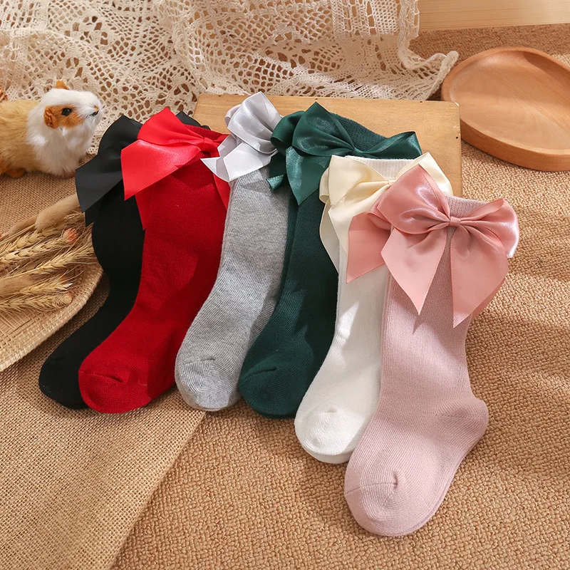 Christmas Socks Baby Girl Newborn Children Big Bow Socks Kids Knee High Toddler Infant Cotton Stocking Baby Stuff Boy Clothes