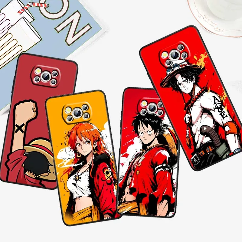

One Piece Retro Anime Luffy For Xiaomi Mi Poco F3 F4 F5 F6 X3 X4 X5 X6 X7 M3 M4 M5 M6 M7 GT Pro 5G Black Phone Case