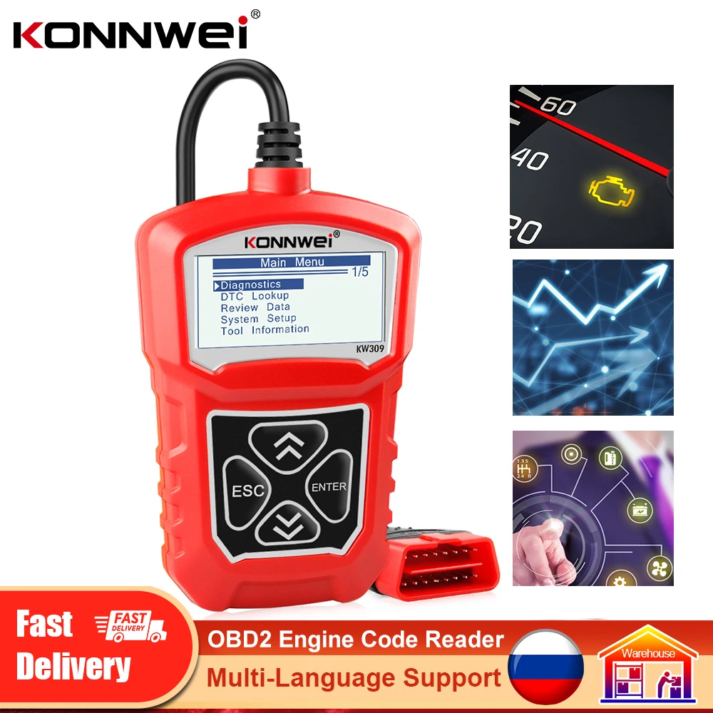 KONNWEI OBD1 Scanner Engine Fault Code Reader KW309 Automotive Scanner OBD2 Car OBD Scanner pk ELM327 Repair Diagnostics Tool