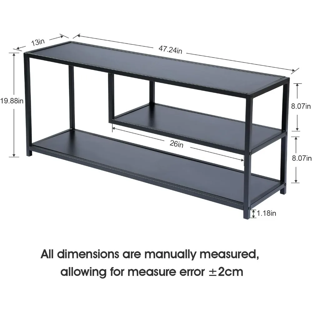 TV Stand for 50 55 Inch TV, Entertainment Center with Storage, Wood TV Console for Living Room, TV Cabinet with Metal Frame