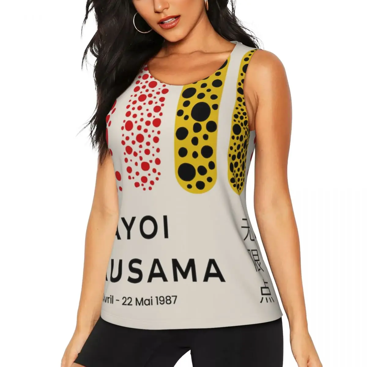 Custom Yayoi Kusama Abstract Art Yoga Shirts for Women Gym Workout Running Tank Tops