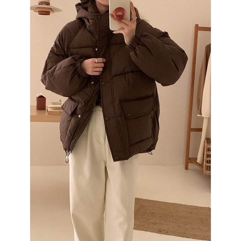 

Autumn Winter Hooded Down Cotton-Padded Jacket Jacket Women Overcoat Warm Parker Coat Preppy Style Loose Short Bread Clothes