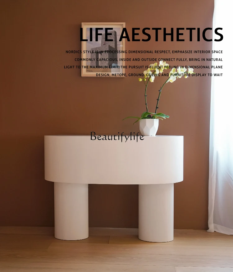 Nordic simple entrance entrance table white paint entrance decoration table customization