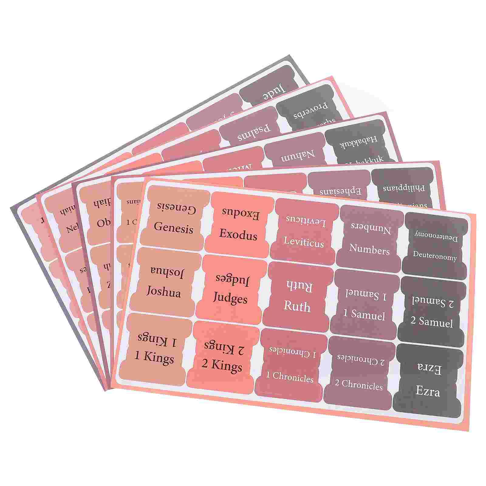 

5 Sheets Bible Index Tags Books Of The Tabs Catholic With Built For Chapters Label