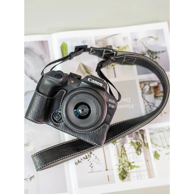 for Canon R10 camera bag R50 protective case R8 lychee pattern Pu leather case R100 miniature DSLR RP handmade base