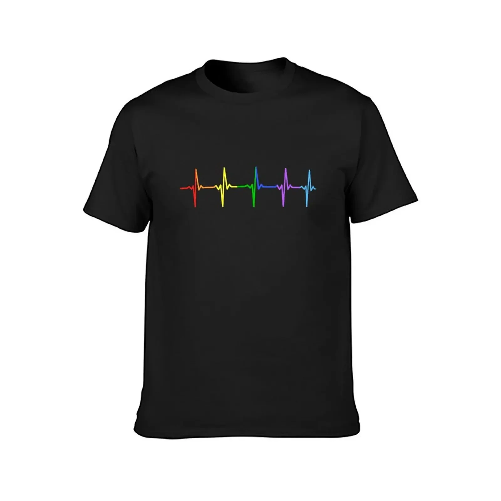 ユニセックスTシャツ,レインボーハートビート,lgbtグラフィック,特大ストリートウェア,綿100%