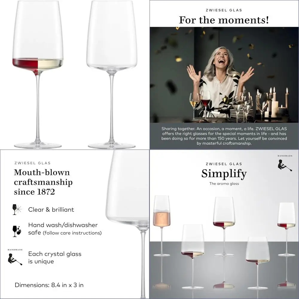 

Pair of ZWIESEL GLAS Handcrafted White Wine Glasses, Ideal for Both Red and White Wines, Crafted from Premium Tritan Crystal Gla