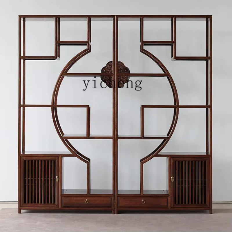 PYH Chinese solid wood bogu frame tea room display rack ornament multi-layer display cabinet partition
