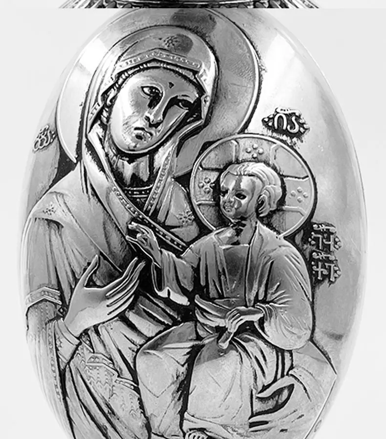 HTISOK Orthodoxe Griechisch-Orthodoxe Katholische Jungfrau-Maria-Statue, Kirchen- und Heimtischdekoration, Runde Form – Detail 5