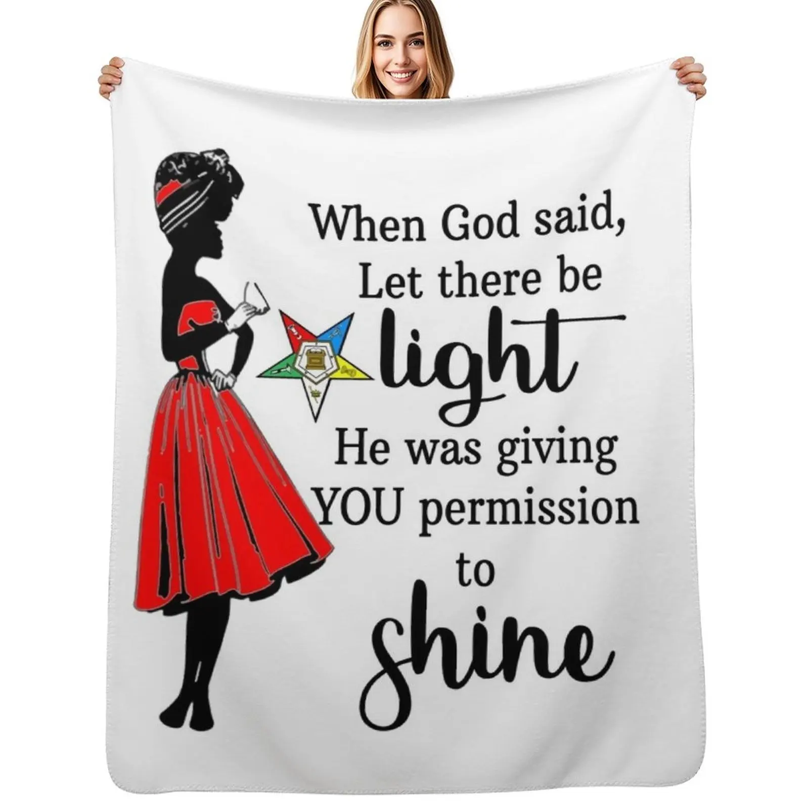 OES Order Of The Eastern Star Logo Shine Freemason Throw Blanket for sofa Plush Plaid Quilt Polar funny gift Blankets