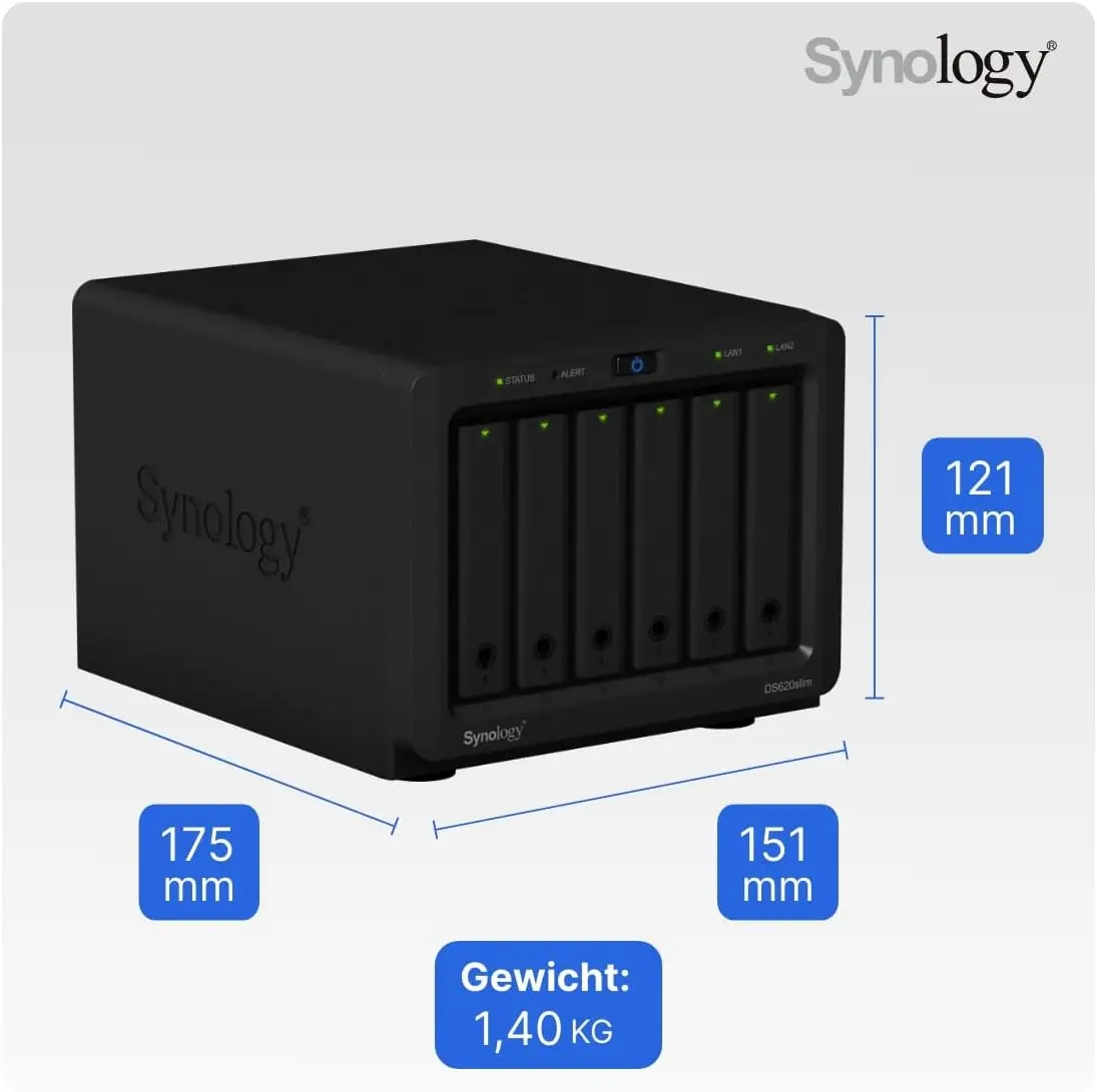 Synology DS620slim 6 خليج ناس DiskStation وحدة سطح المكتب ناس الضميمة سان/ناس نظام التخزين (Diskless)