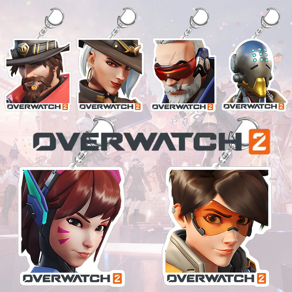 Llavero acrílico con avatar de personajes de Overwatch 2: Mizuki, Domina, Anran, Jetpack, Cat, Emre, Zarya, Venture, Sombra, D.Va, Moira, Sigma