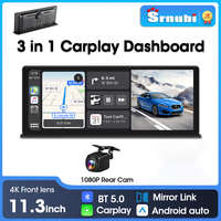 11.3 Inch 4K Dash Cam Wireless Android Auto CarPlay Mirror Link Dashboard Navigation Video Recorder AUX BT FM 24H Park Car DVR