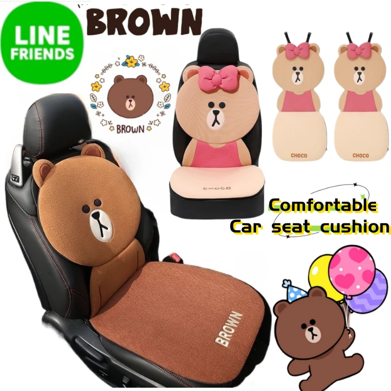 

LINE FRIENDS Brown Cony Sally Film and TV merchandise Cartoon Lovely Car Seat Cushion Winter Soft and Comfortable Pillow Set