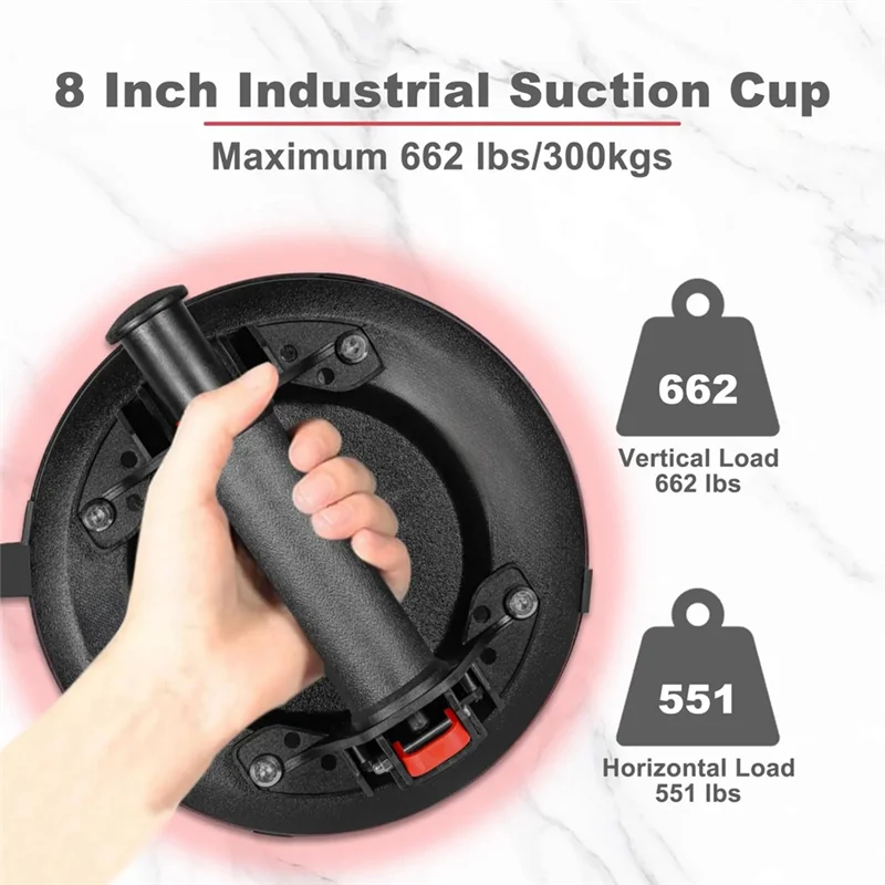 8-インチ真空ガラス吸盤持ち上げ容量ヘビーデューティ工業用吸盤ツールとキャリングケース-windowab13