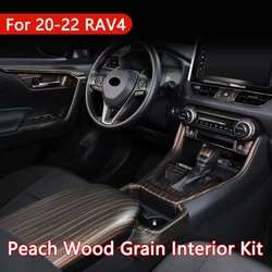 ABS Car Interior Peach Wood Accessories Fit For Toyota RAV4 2020 2021 2022 Instrument Console Gear Water Cup Cover Air Vent Trim
