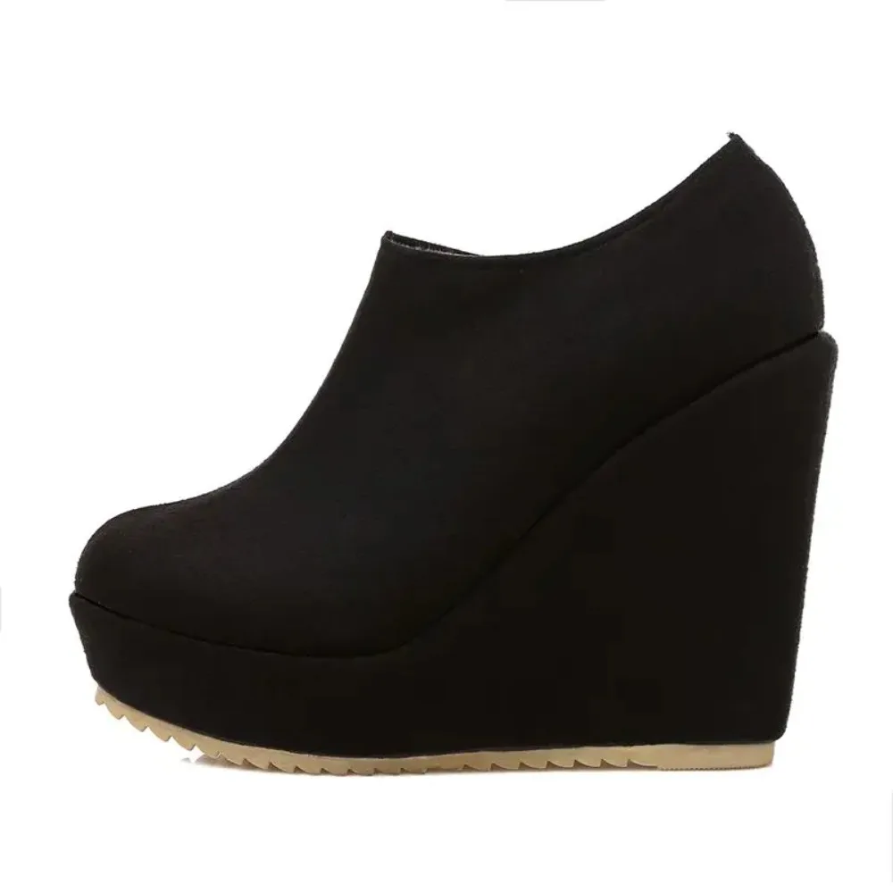 QPLYXCO New Spring Autumn winter Big Size 32-43 Ankle Boots Women short Boots Wedges super high hells 12cm ladies shoes C212