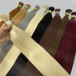 100% maszyna do włosy hurtowo prawdziwe ludzkie włosy wykonana z pierwszego doczepiane proste włosy luzem 18-30 cali 100g naturalne przedłużenie włosy blond bez wątku