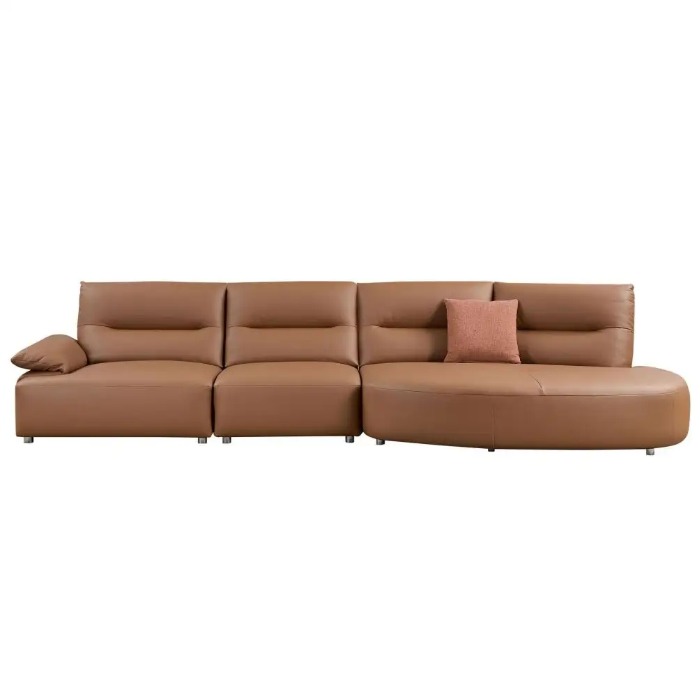 

147,24 дюйма негабаритный современный секционный диван изогнутой формы для гостиной, 5-местный диван с мягкой обивкой, набор диванов из экокожи, коричневый