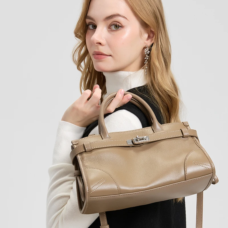 

Ladies Cow Genuine Leather Shoulder Bags Women's Casual Retro Commute Bag Female Fashion Luxury Designer Cowhide Handbags Lady