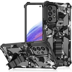 Camouflage Shockproof Phone Case For Samsung Galaxy A13 A04S A14 A54 A15 A55 5G TPU Frame Hard Plastic Kickstand Back Cover