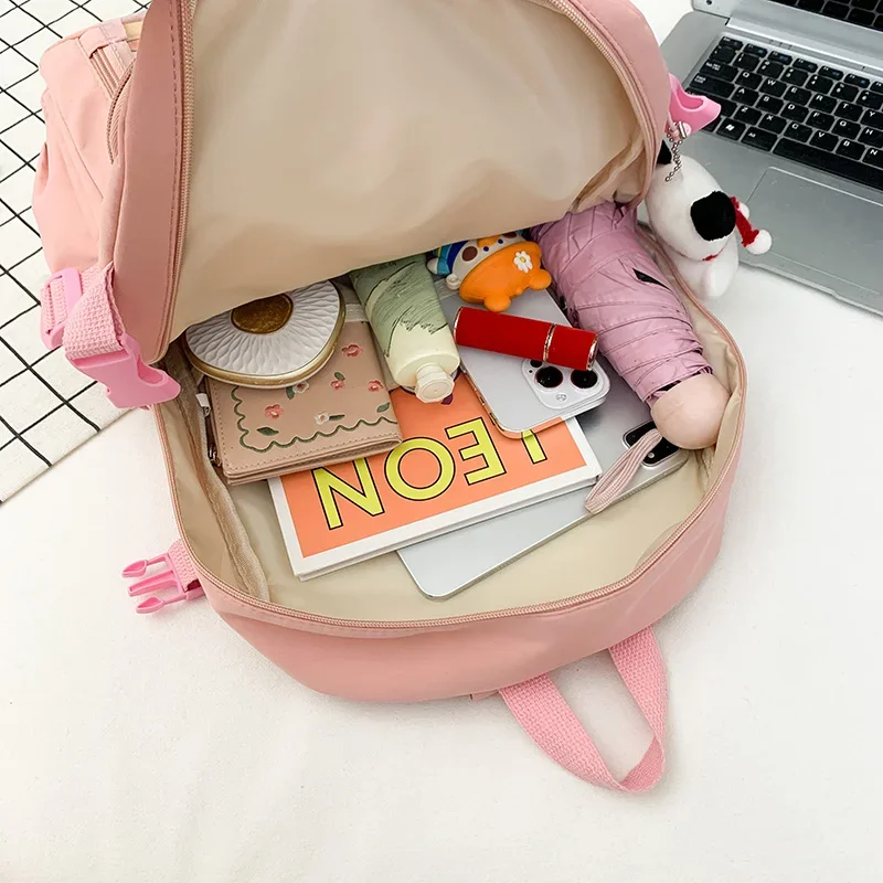 Aesthetic Backpack Girl Junior High School Student School Bag Youth School Backpack Female Book Bag Large Capacity Back Bag