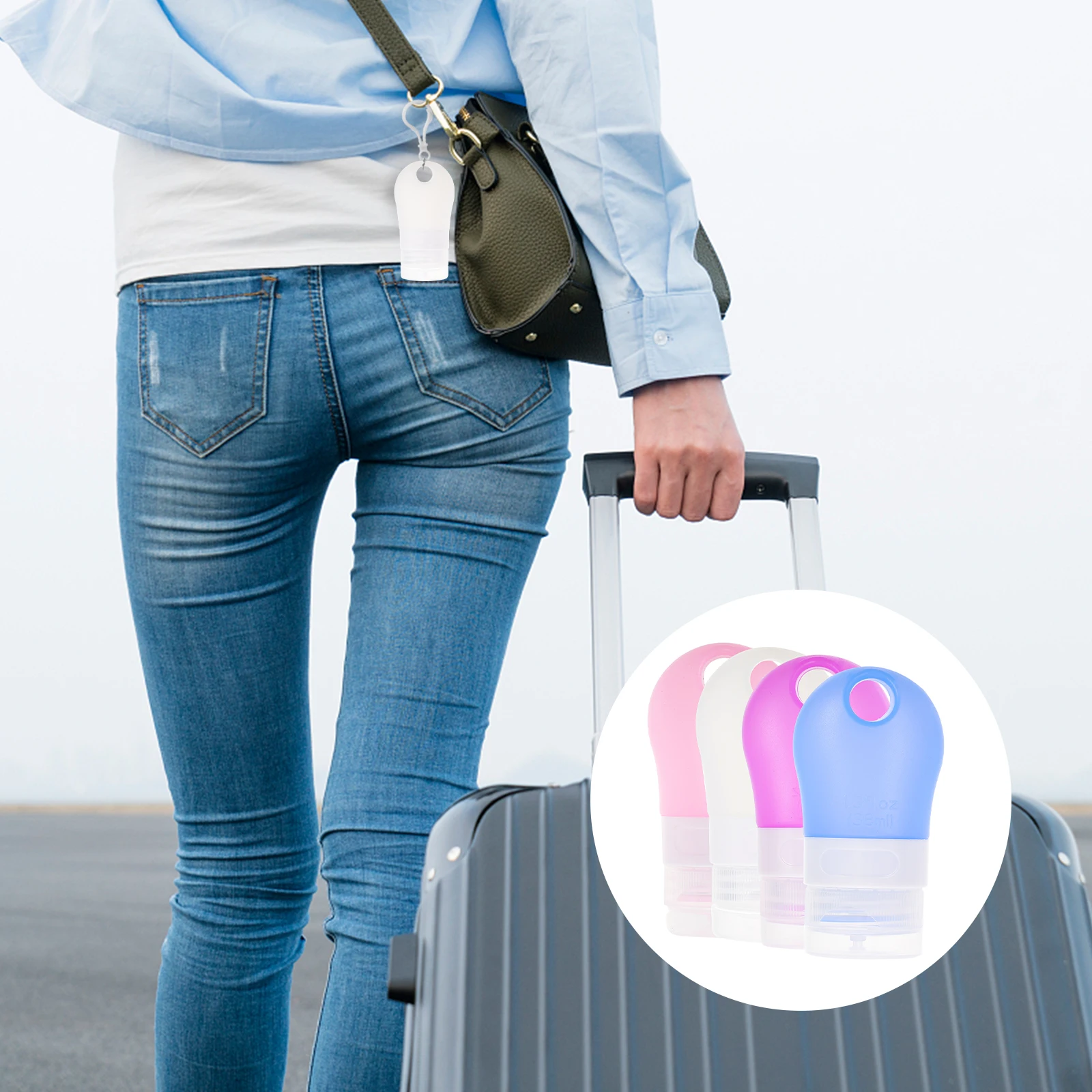 

4Pcs 37ml Silicone Dispense Bottles Liquid Holder Travel Lotion Containers Safe