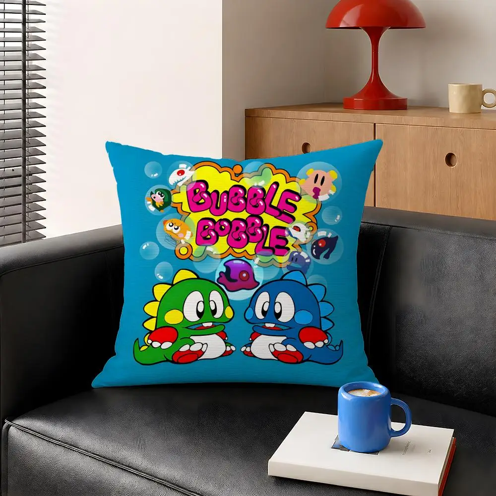 Game Bubble Bobble Arcade Cushion Cover Decorative Pillowcase Soft Short Plush Cozy Durable Sofa Home Decor Items Gift
