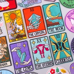 Tarot Cards Applique Iron On Patches For Clothing Thermoadhesive Patches On Clothes Cartoon Moon Embroidery Patch Sewing Patch