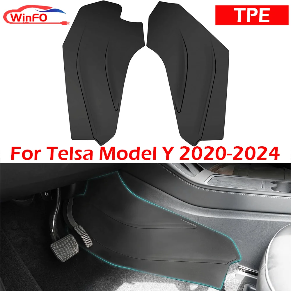 

2pcs Central Control Side Anti-Kick Mat fit for Tesla Model Y 2020-2024 Dirt Protector TPE Cover Pad Matte Console Protector