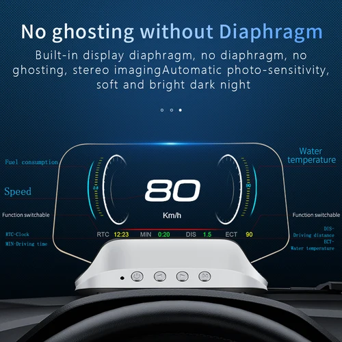 C3 네비게이션 GPS + OBD2 HUD 자동차 헤드업 디스플레이, 온보드 컴퓨터 프로젝터, HUD 속도 연료 소비, 자동차 속도계 프로젝션