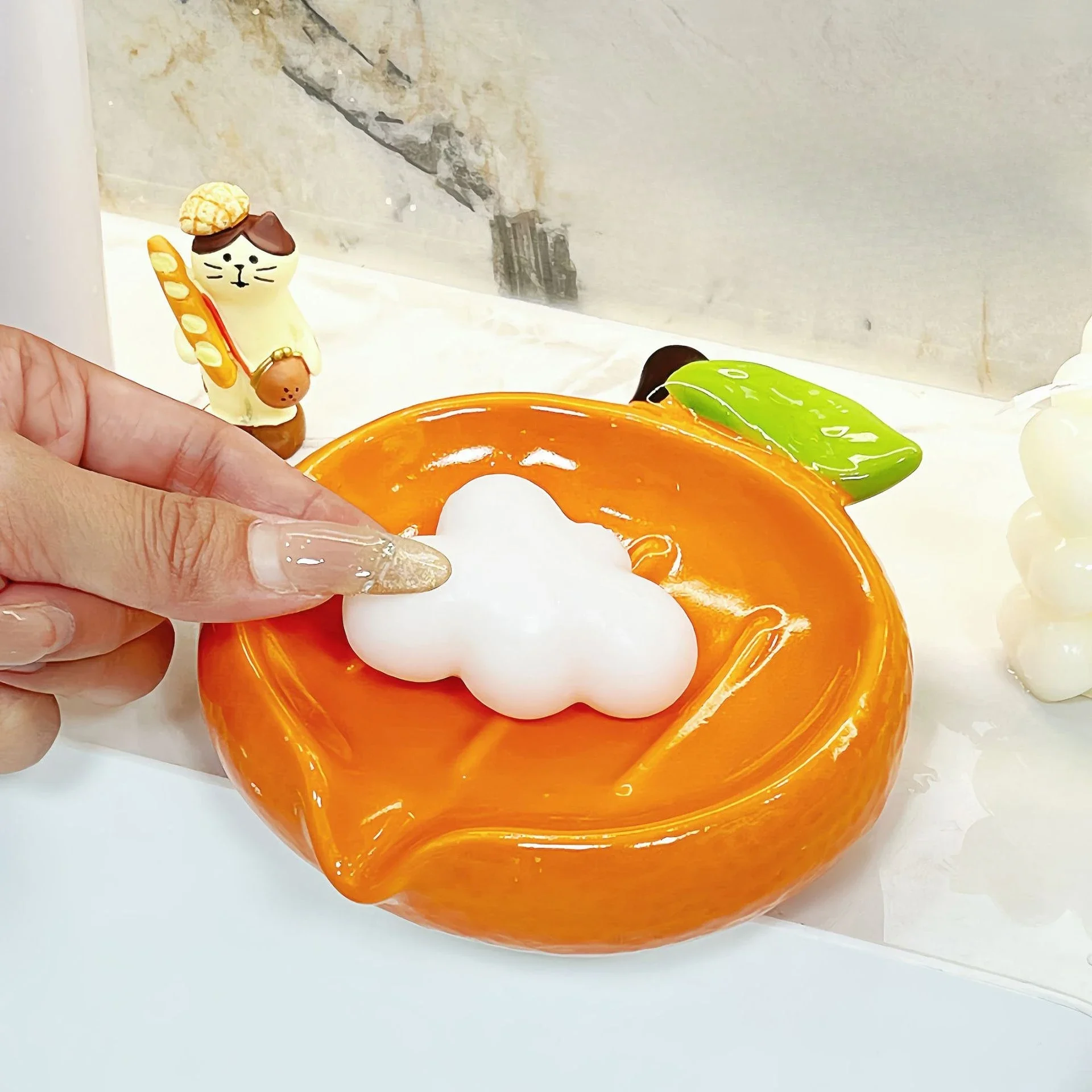 Orange Soap Box Creative Cute Soap Box High Value Toilet Bathroom Sink Drain Soap Shelf